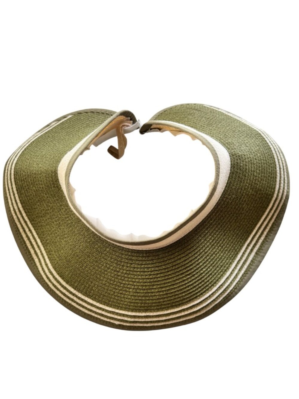 Sun N Sand Womens Straw Wide Visor Green/Beige Adjustable Fit Lightweight Travel - Picture 8 of 16